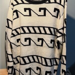 Men's Sweater Fashion Nova Black and Cream Geometric